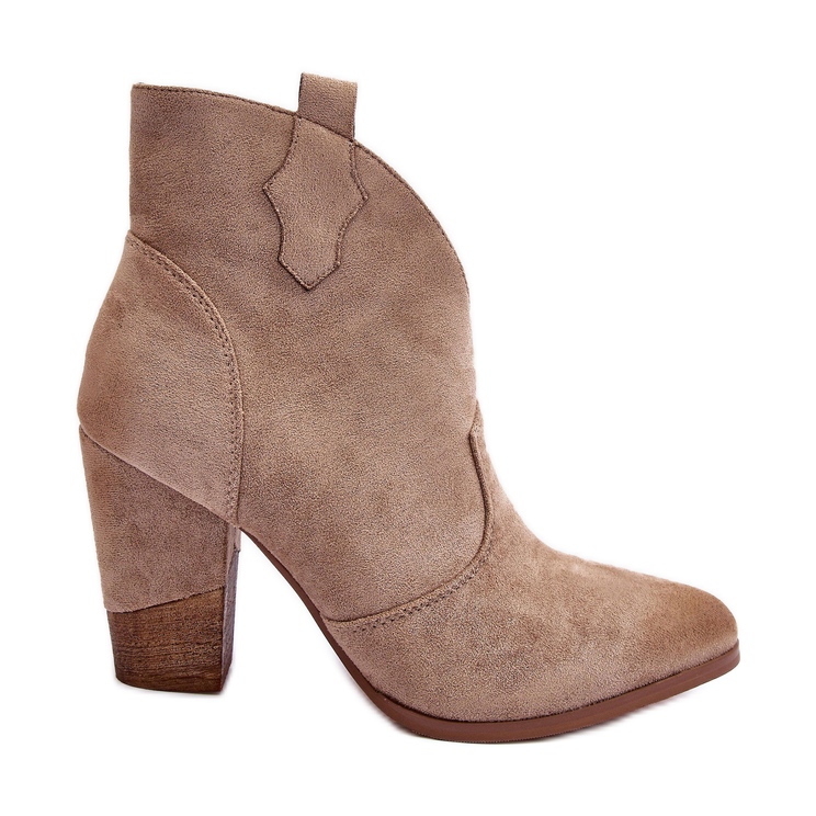 PS1 Kaubojske čizme od antilop kože bež boje na visoku petu