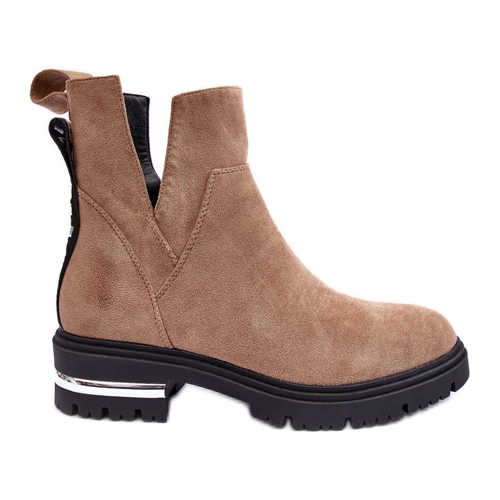 PS1 Ravne čizme od brušene kože s izrezima, bež Lamedella