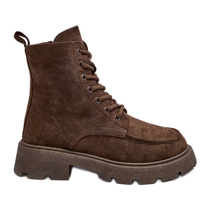 PS1 Gležnjače Trapper izolirane od brušene kože na ravnu petu, tamnozelene Zikey zelena