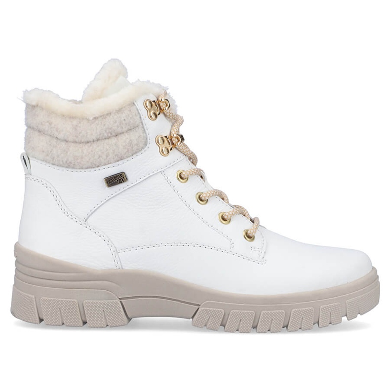 Kožne vodootporne ženske gležnjače izolirane vunom, bijele Remonte D0E71-80 bijela