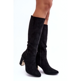 Crne Kilrenita čizme od brušene kože iznad koljena s visokom petom crna