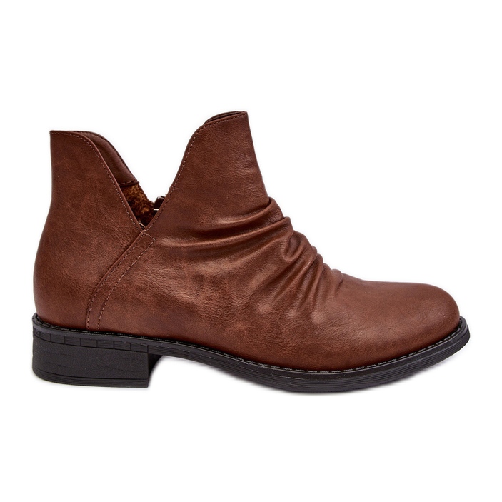 PS1 Smeđe Sakaala izolirane niske čizme s volanima smeđa