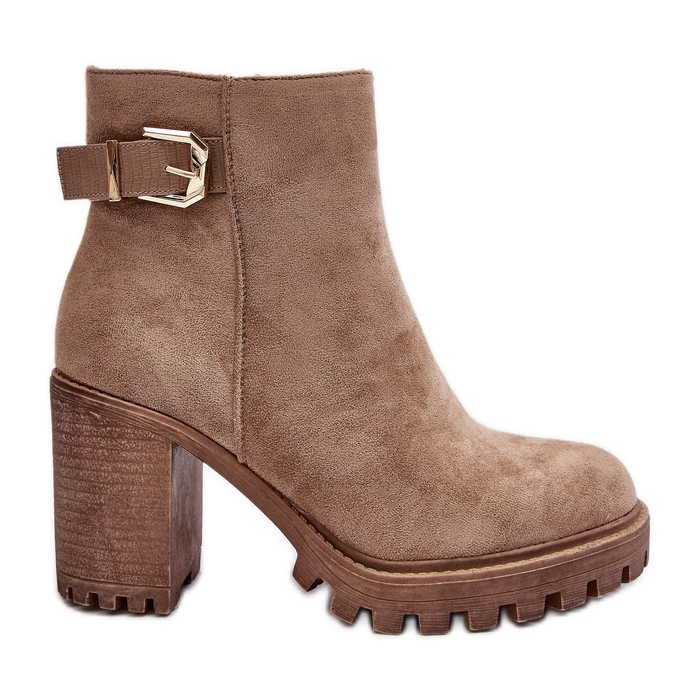 PS1 Ženske gležnjače od brušene kože s bež menoria dekoracijom