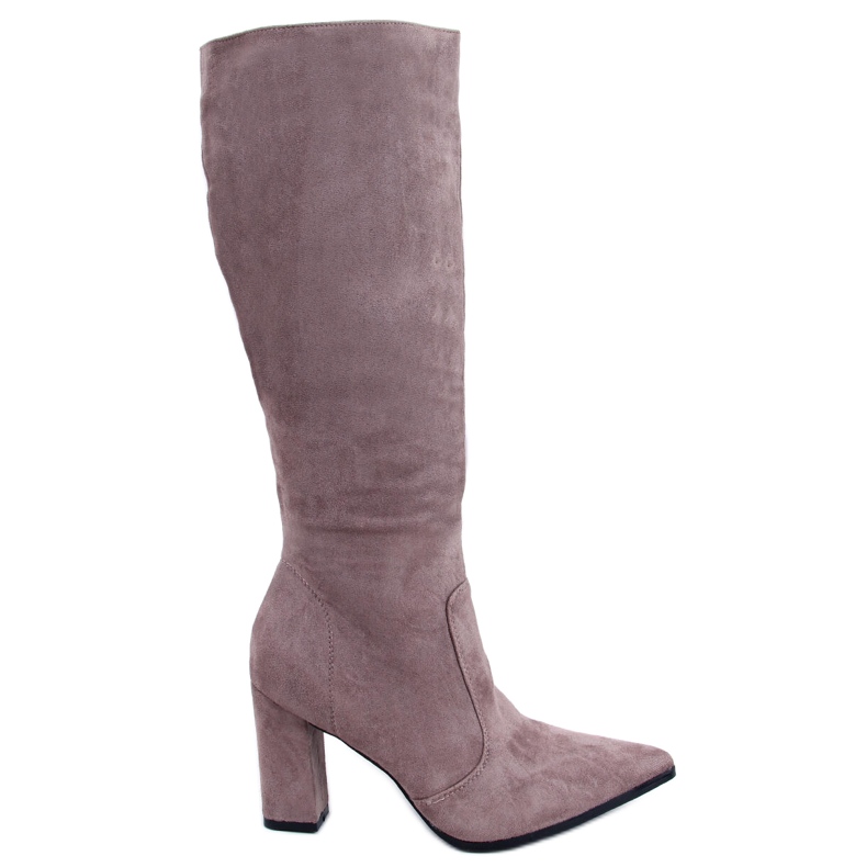 Farrah kaki čizme s petom od brušene kože bež