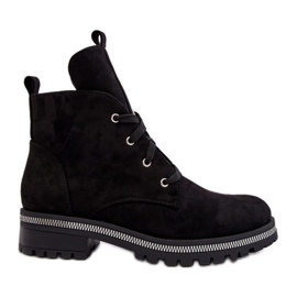 PS1 Ženske gležnjače od brušene kože s crnim pleska ukrasom crna