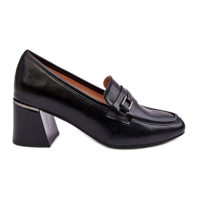 Vinceza Kožne cipele na visoku petu Black Idona crno