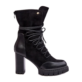 Ženske gležnjače na visoku petu s vezicama crne Artie crna