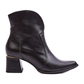 Lewski Shoes Ženske kožne kaubojske čizme na visoku petu crne Lewski 3166/B/2 crno