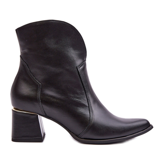 Lewski Shoes Ženske kožne kaubojske čizme na visoku petu crne Lewski 3166/B/2 crno