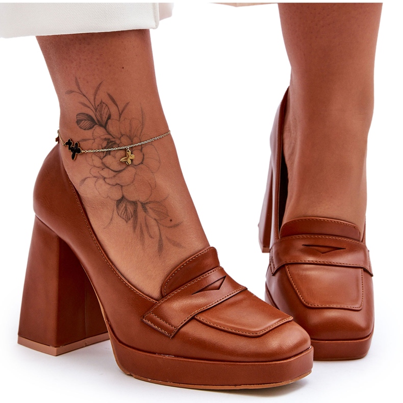 Sweet Shoes Camel Alisa cipele s visokom petom smeđa