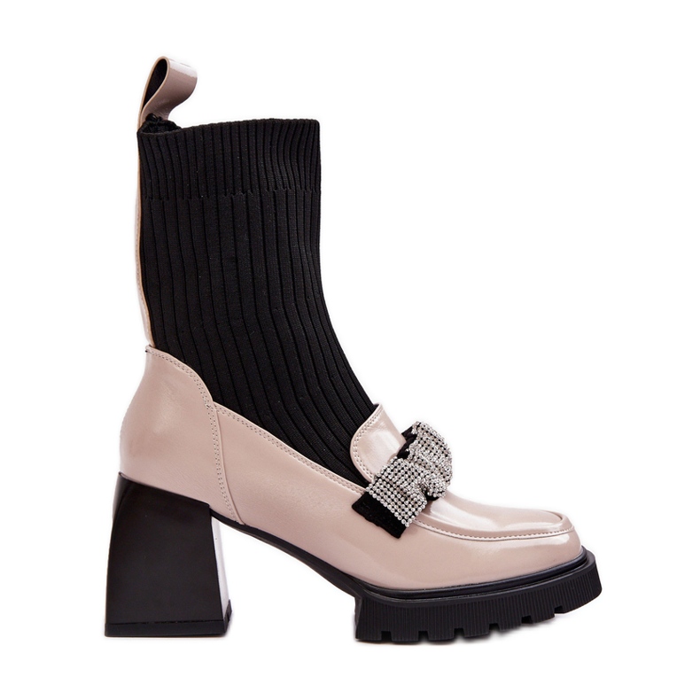 Ženske čizme s čarapom na visoku petu Bež S.Barski MR870-41