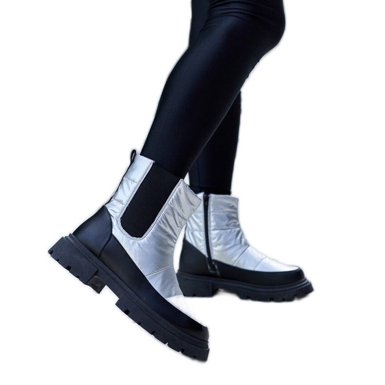 Galvani metalik izolirane čizme za snijeg srebro