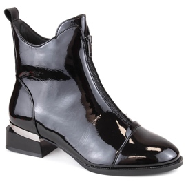 Ženske lakirane izolirane čizme s patentnim zatvaračem, crne Vinceza 58156 crna