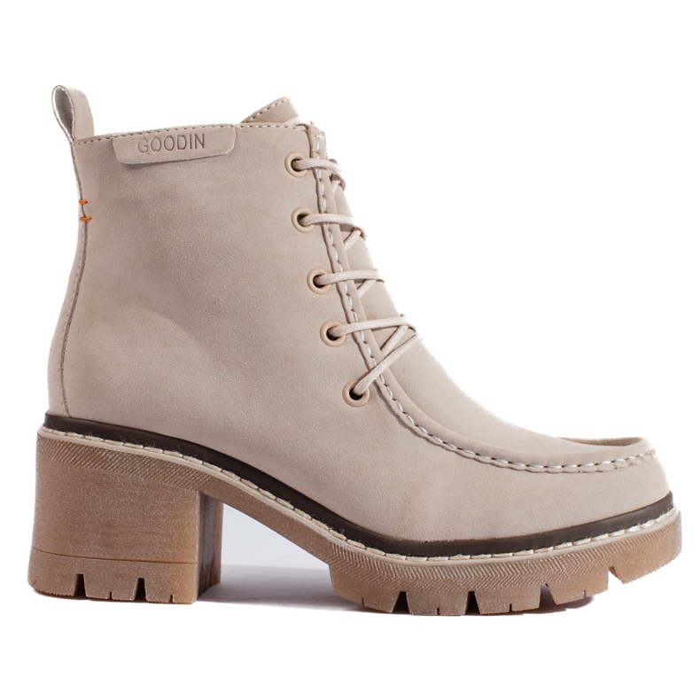 Goodin Bež gležnjače s visokom petom na vezanje iz Sheloveta