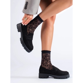 Mokasine od brušene kože Shelovet s debelim potplatom crna