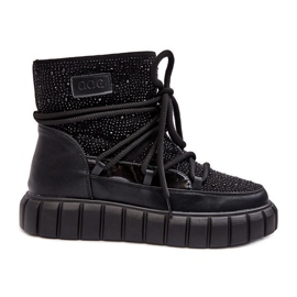 Izolirane čizme za snijeg ukrašene kamenčićima GOE MM2N4080 crne crno
