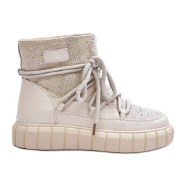 Izolirane čizme za snijeg ukrašene kamenčićima GOE MM2N4081 bež