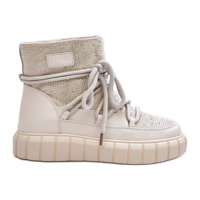 Izolirane čizme za snijeg ukrašene kamenčićima GOE MM2N4081 bež
