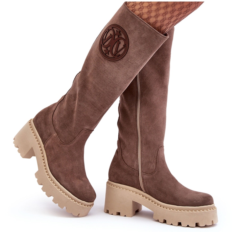 Lewski Shoes Ženske čizme preko koljena od brušene kože smeđe Lewski 3367 smeđa