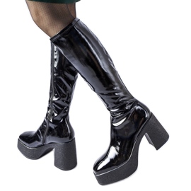 Inna Crne lakirane Fecteau čizme na visoku petu crna