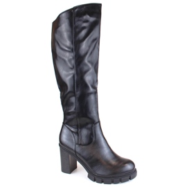 M. DASZYŃSKI Ženske čizme na visoku petu i platformu, izolirane, crne, M.Daszyński SA218-4 crna