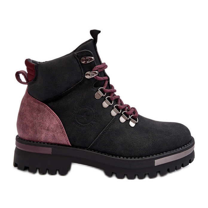 Čizme na vezanje Black Big Star MM274318 crno