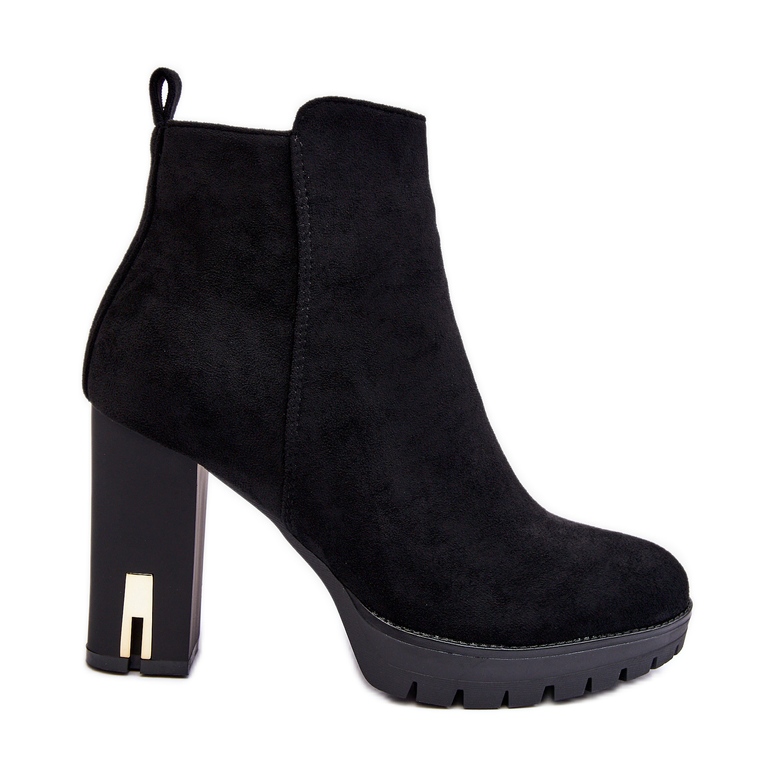 Klasične gležnjače na visoku petu od brušene kože crne Amy crno