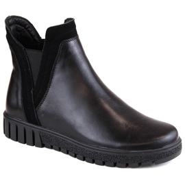 Ženske kožne, slip-on, izolirane Chelsea čizme, crne Filippo DBT4703 crna