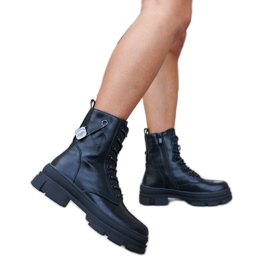 Inna Crne izolirane čizme sa sigurnosnom iglom Saavedra crna