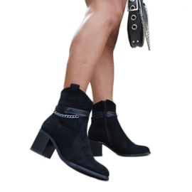 Crne kaubojske čizme na visoku petu s lancem Netanel crna