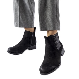 Crne ravne gležnjače s ukrasnim Arnoux umetkom crna