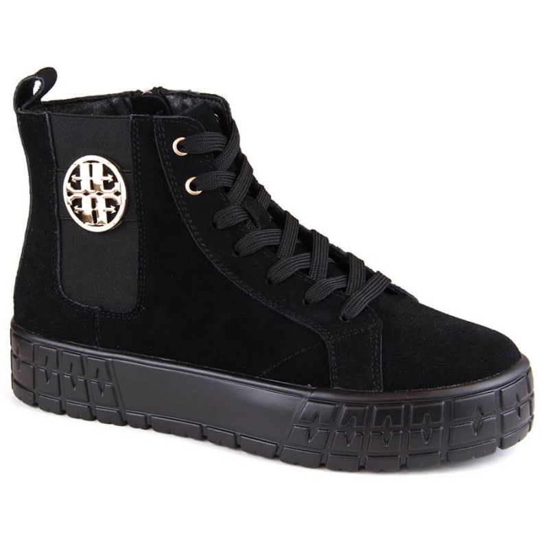 Filippo W PAW470 crne izolirane gležnjače od antilop kože na platformu crno