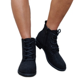 Crne gležnjače ukrašene Melisurgo cirkonima crna