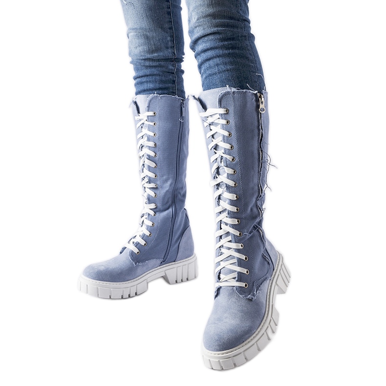 Palmer čizme izolirane plavom tkaninom plava