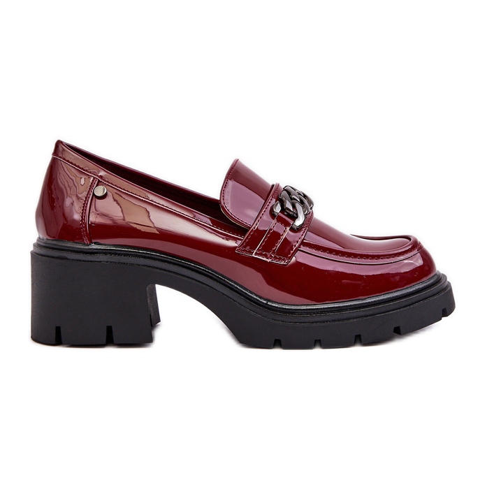 WS1 Lakirane ženske cipele na nisku petu, bordo Blimma crvena