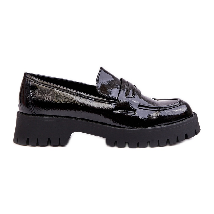 WD1 Lakirane loafer cipele s ravnom petom, crne Jannah crno