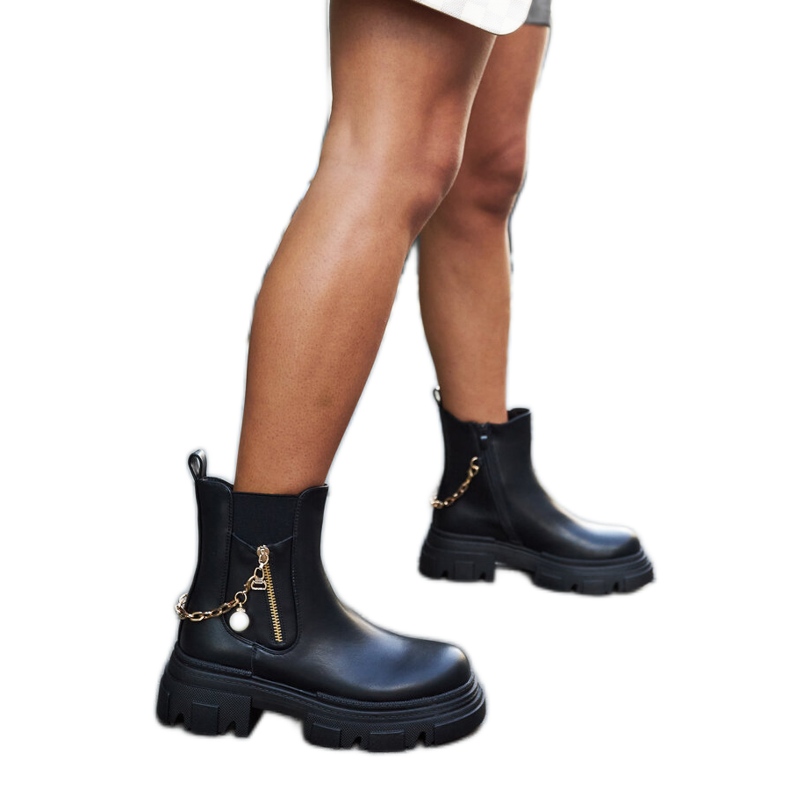 Crne gležnjače s ukrasnim Archard lancem crno