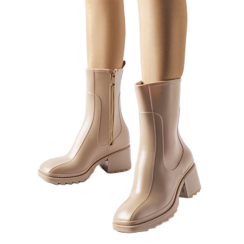 Bež Wellington čizme s patentnim zatvaračem i blokom Maggiore