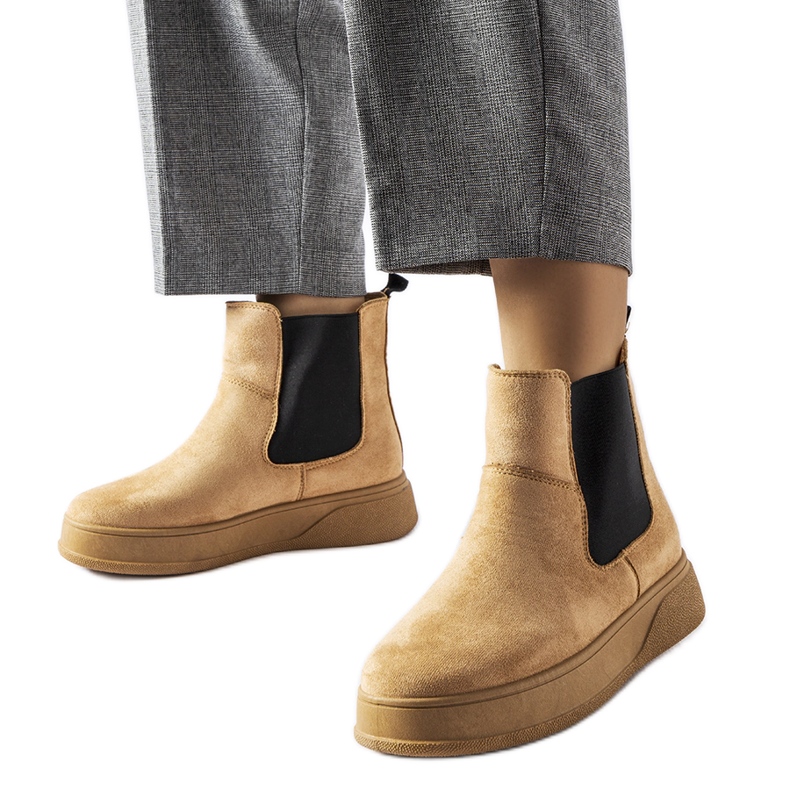 Tamno bež gležnjače na platformi Benilde