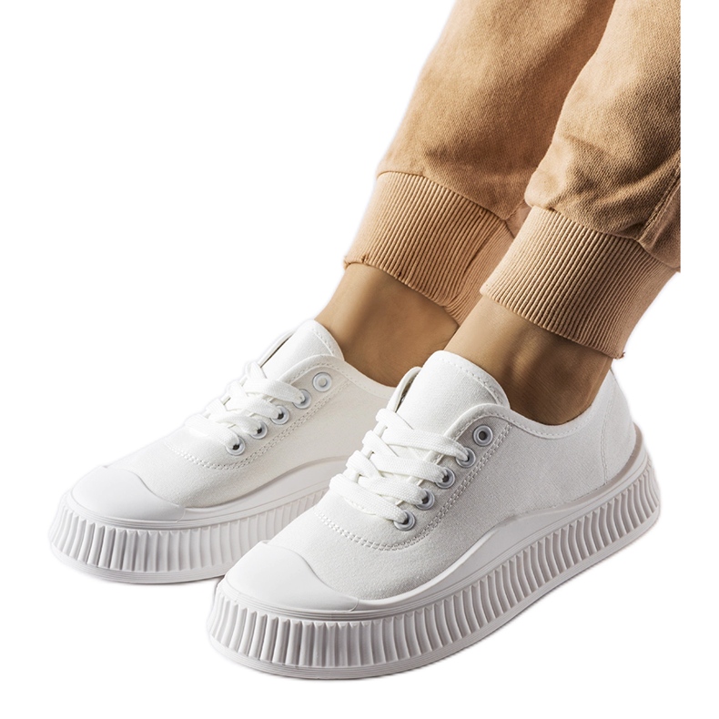 Bijele Collepepe tenisice s platformom bijela