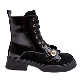 S.Barski Modne ženske gležnjače s patentnim zatvaračem i ukrasima D&amp;A MR870-76 crne crna