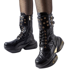 Crne gležnjače ukrašene Veronese prošivanjem crna