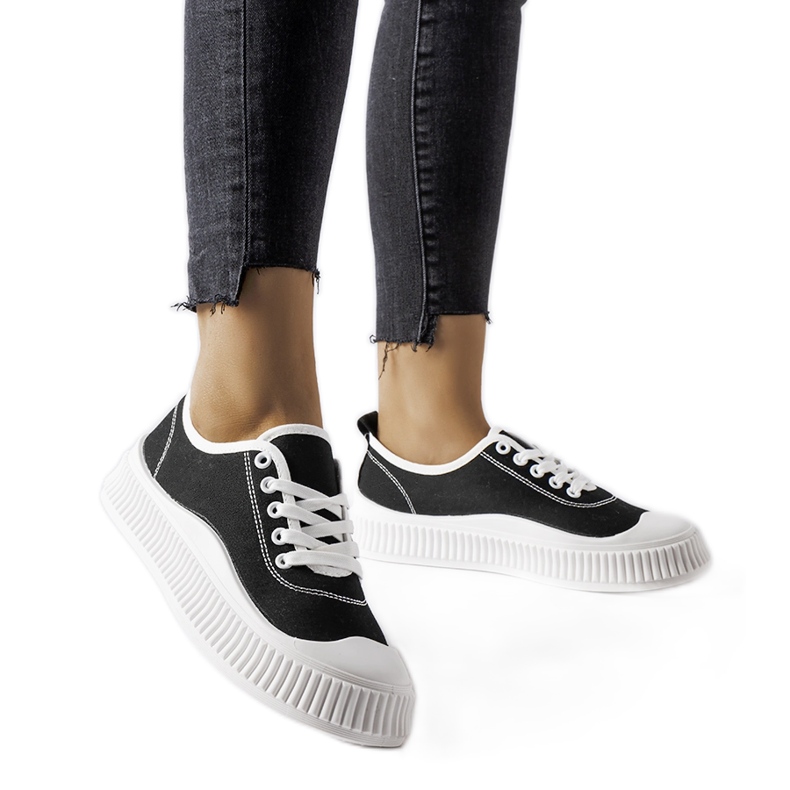 Crne Collepepe tenisice s platformom crno