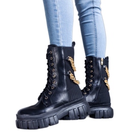 Crne čizme ukrašene Crocemosso lancima crna