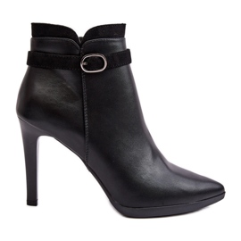 Sergio Leone Ženske gležnjače na visoku petu s kopčom izolirane crne Aesha crna