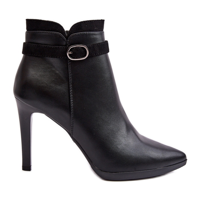 Sergio Leone Ženske gležnjače na visoku petu s kopčom izolirane crne Aesha crno