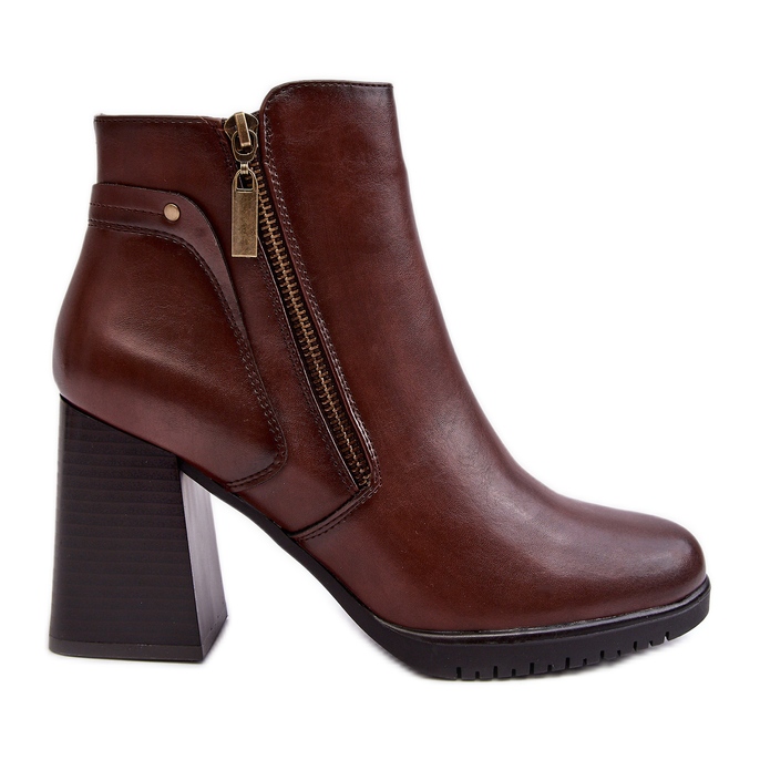 Sergio Leone Ženske gležnjače na visoku petu s patentnim zatvaračima, smeđe Ryelle smeđa