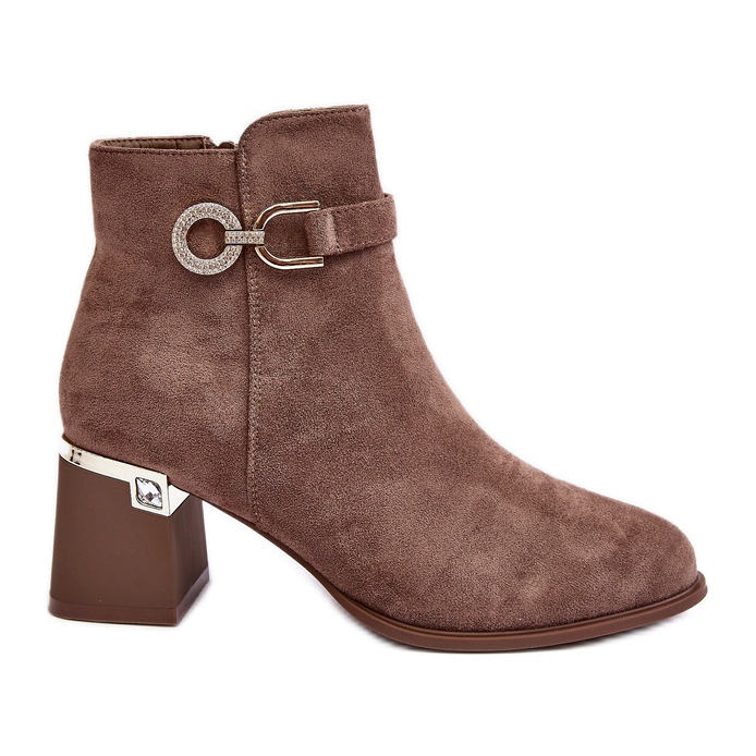 WJ2 Modne ženske smeđe gležnjače od brušene kože Nola smeđa