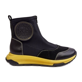 Ženske kožne gležnjače s patentnim zatvaračem Maciejka 06297-01 crne crna