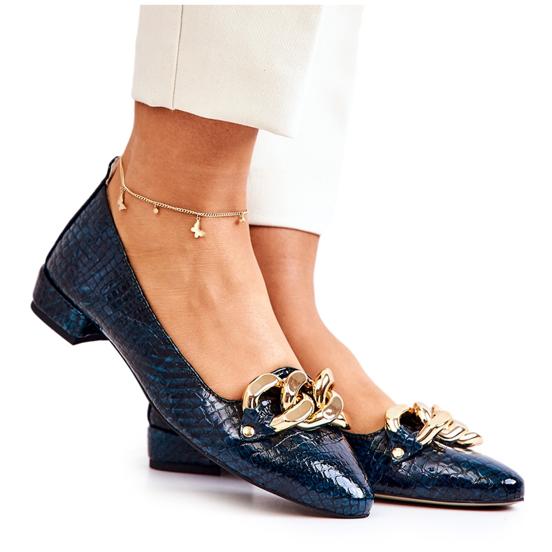 Alberto Violli Kožne lakirane balerinke u obliku zmije s lancem, zelene zelena